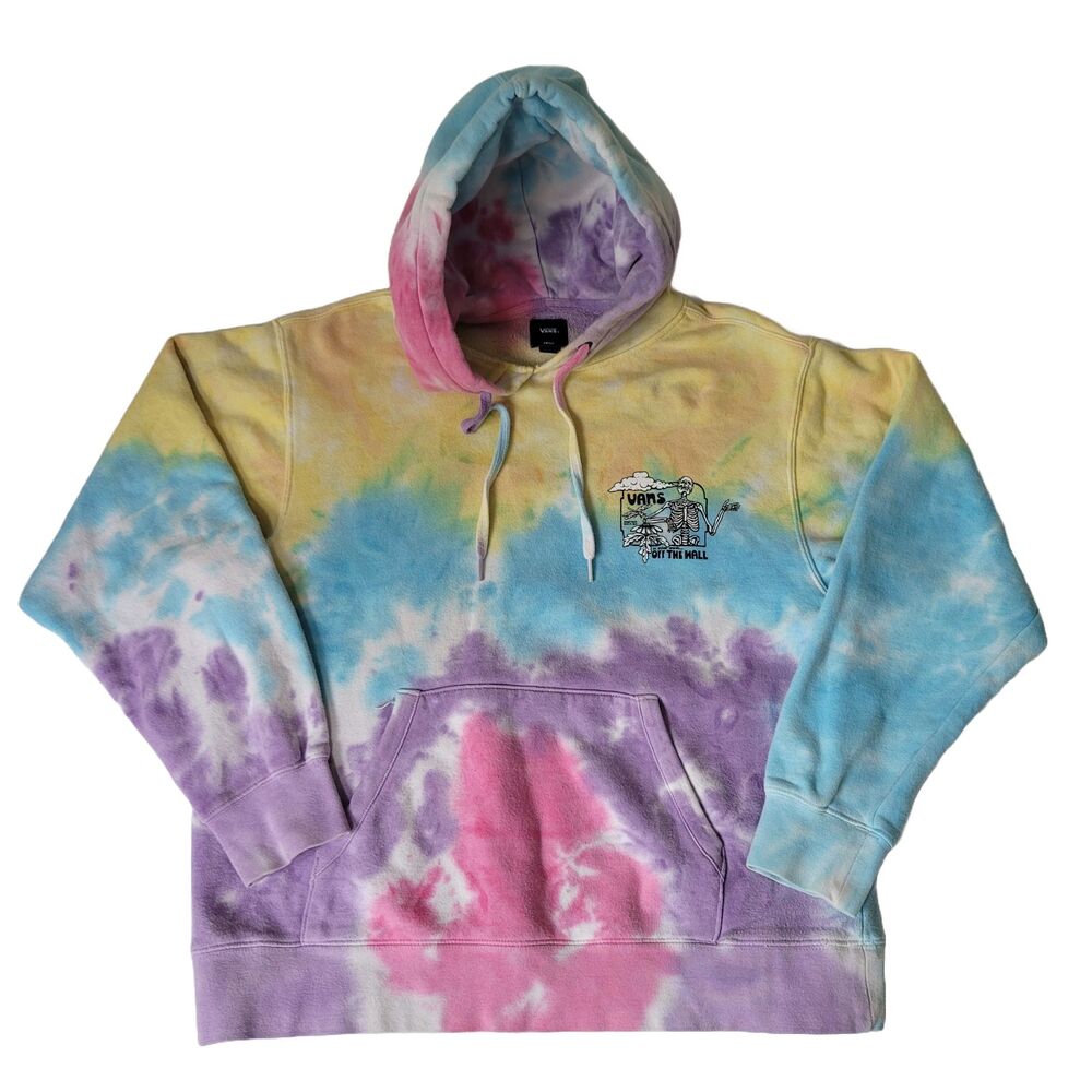 Vans Hoodie Men S Tie Dye Pastel Skeleton Graphic Pullover Fleece Off The Wall